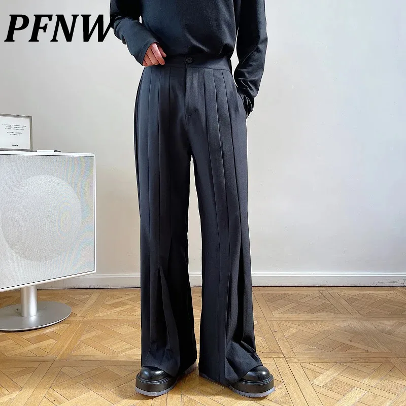 

PFNW Autumn Wrinkled Draped Shaped Pants Korean Loose Dark Design Niche Men's New Tide Chic Casual Pleated Suit Trousers 12P1453