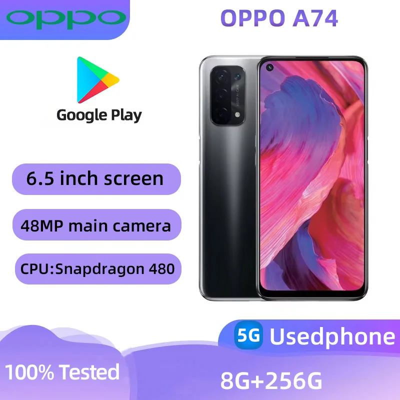 OPPO A74 5G SmartPhone CPU Qualcomm Snapdragon 480   6.5inch  5000mAh  48MP Cameras Android Used Phone