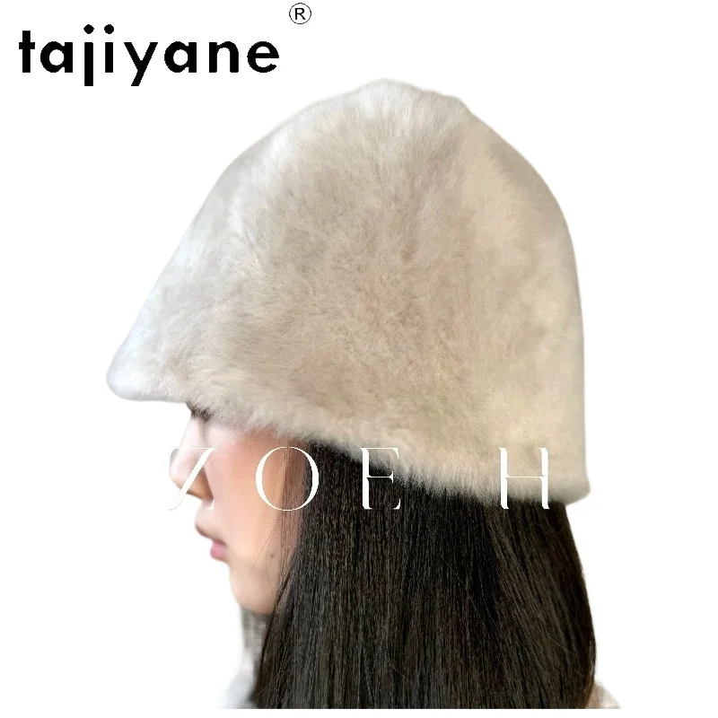 TAJIYANE 2026 Winter Hat Warm Lacon Lamb Shearling Real Fur Hats High Quality Hat Natural Baby Goat Fur Beret Caps for Woman 모자