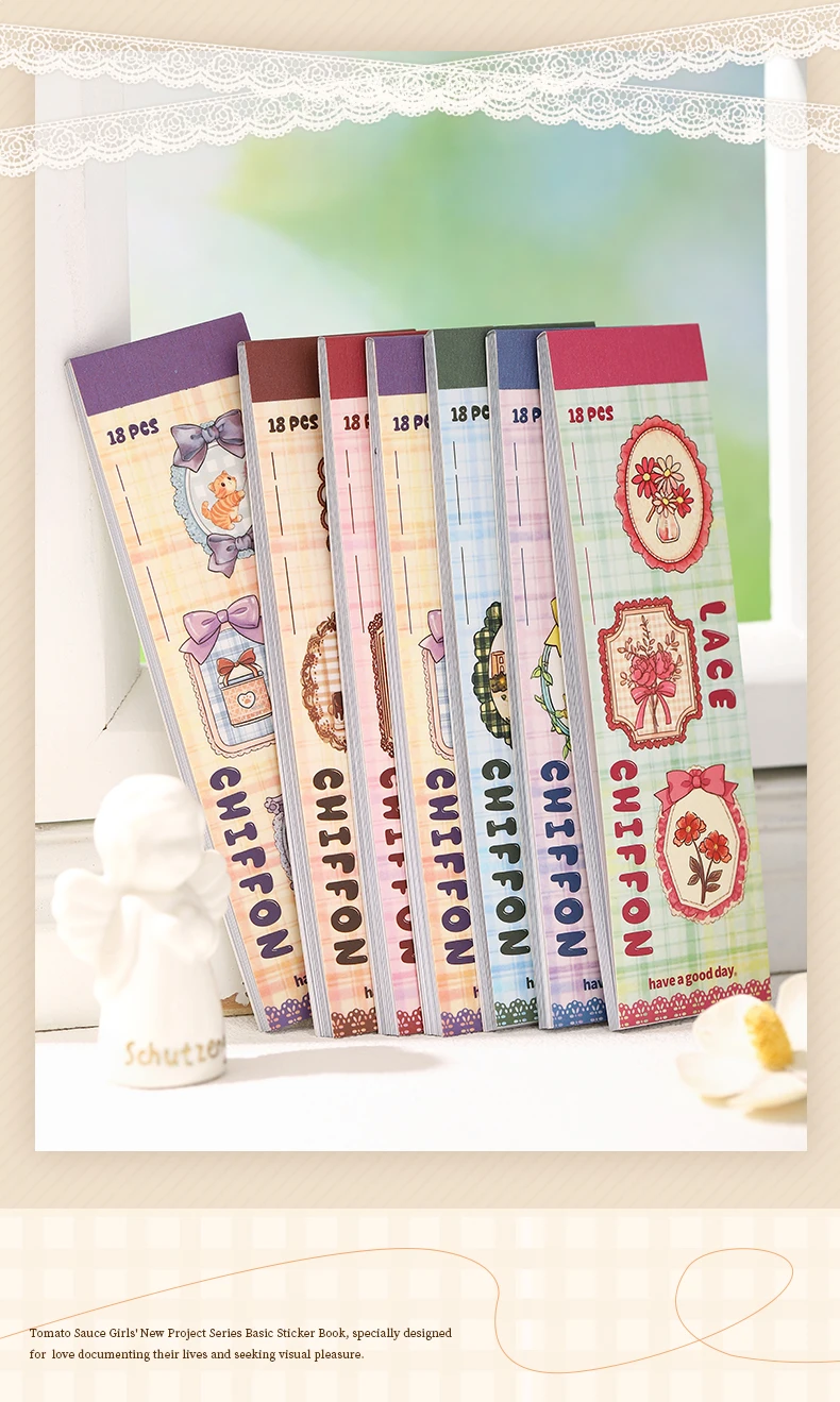 Journal GO 18pcs Lace Chiffon Stickers Vintage Scrapbooking Decorative Decals Planner Card Craft Making Retro Materials