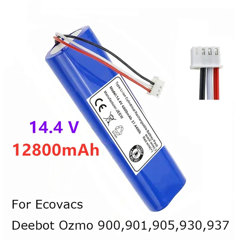 

New 14.4 V 12800mah Robotic Vacuum Cleaner Battery Pack By Ecovacs Deebot Ozmo 900 901 905 930 937 Smart Home Accessories