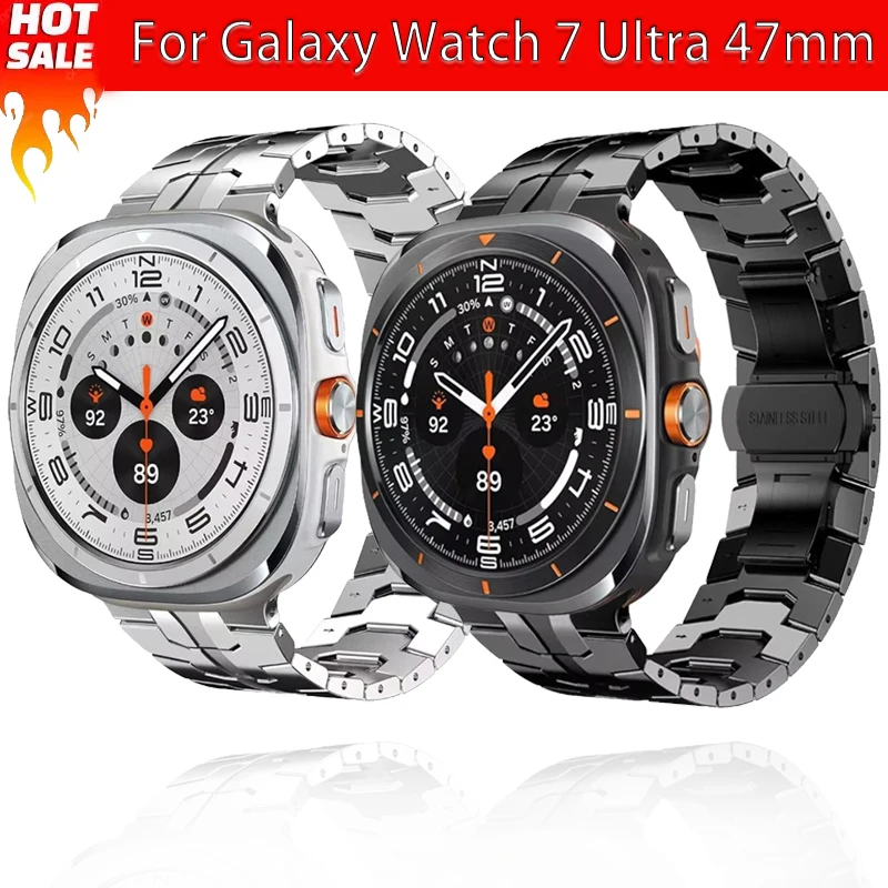 

Stainless Steel Metal Strap For Samsung Galaxy Watch Ultra 47mm High-end Luxury Wristband For Galaxy Watch 7 Ultra Accessories