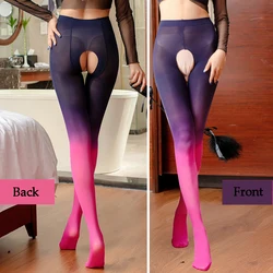 80D Autumn Winter Women Trendy Velvet Tights Gradient Color Open Crotch Stockings Sexy Socks Opaque Pantyhose Hosiery