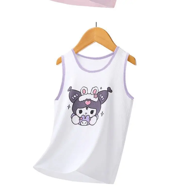 

Sanrio Girls Hello Kitty Summer Thin Modal Ice Silk Sleeveless Vest Children's Base Shirt Casual Double Shoulder Strap Home Wear