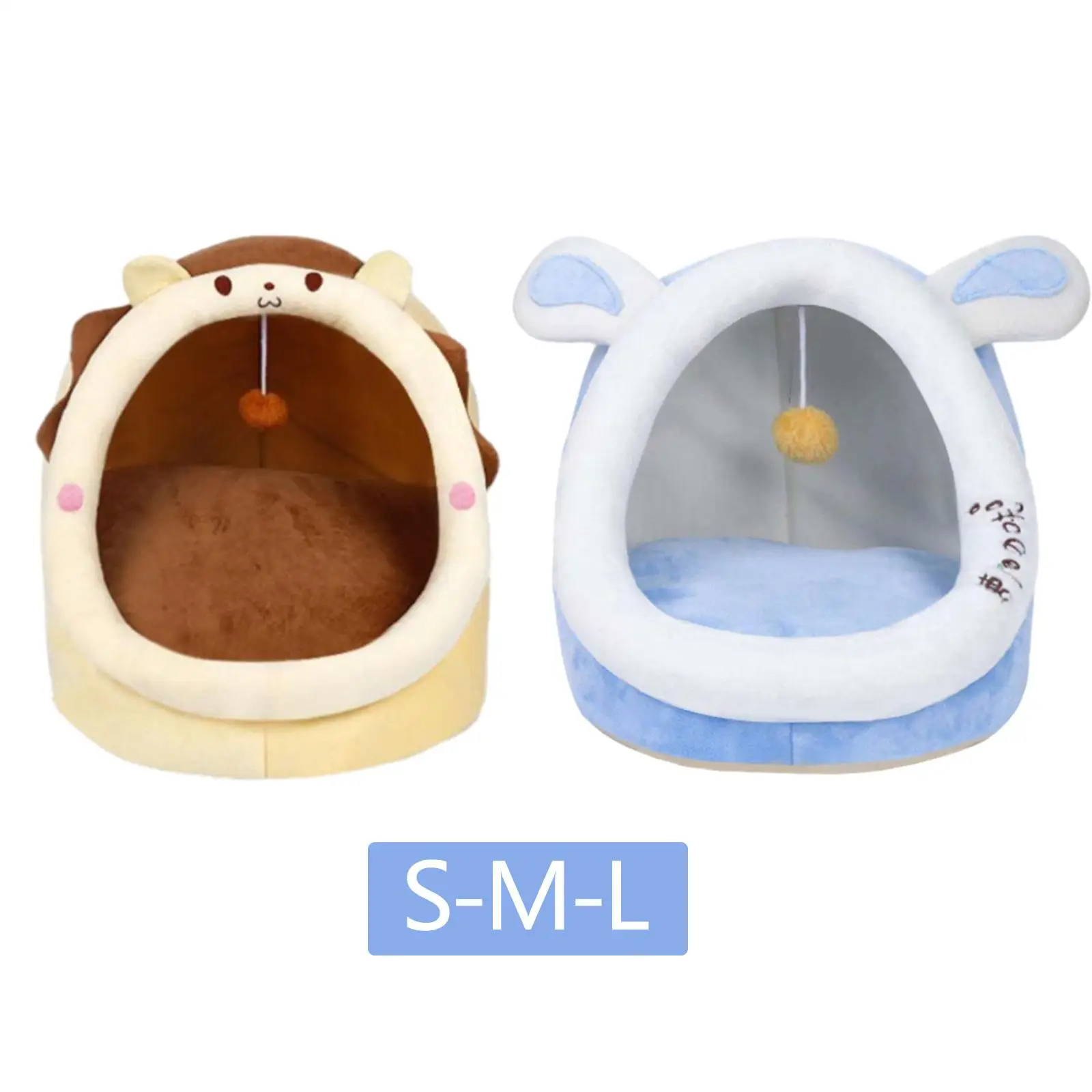 

Cartoon Cat Nest Comfortable Universal Soft with Playing Ball Cat Sleeping Bed Pet House Cat Bed House for Indoor Cats