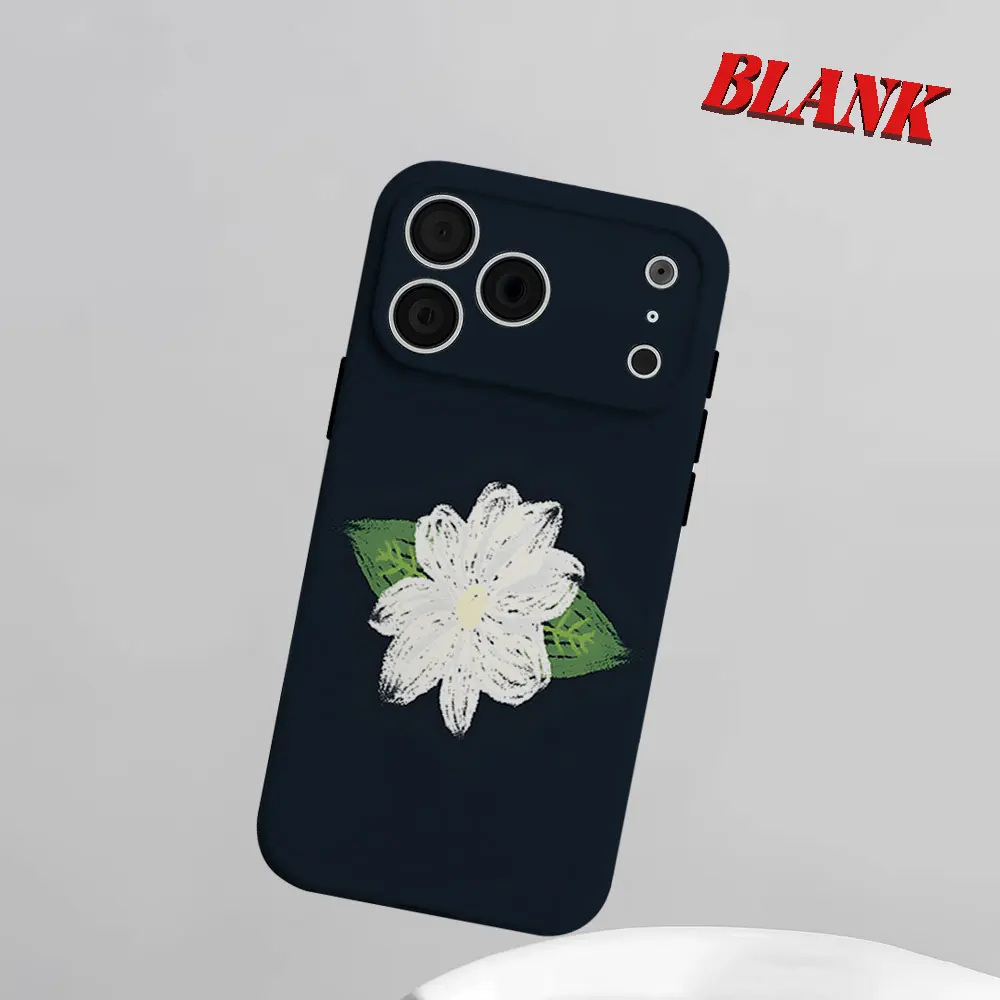 

White Flower Sketch 2-in-1 Phone Case For iPhone 17 16 15 14 13 Pro Max Air 16e INS Flower Hard PC Bumper Cover Coque