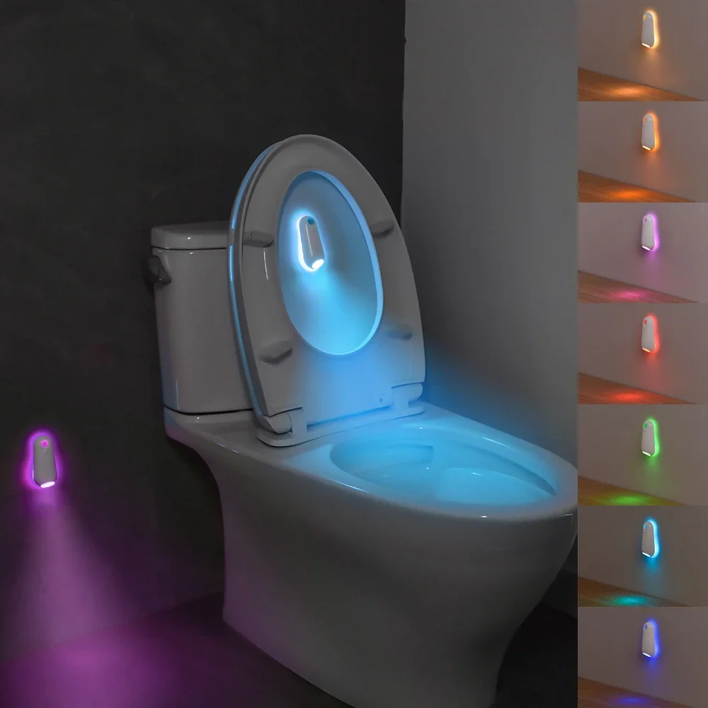 Motion Sensor Toilet Lamp RGB Night Light 7 Color Changing Smart LED for Bathroom Washroom Commode Indoor Decoration Home Decor
