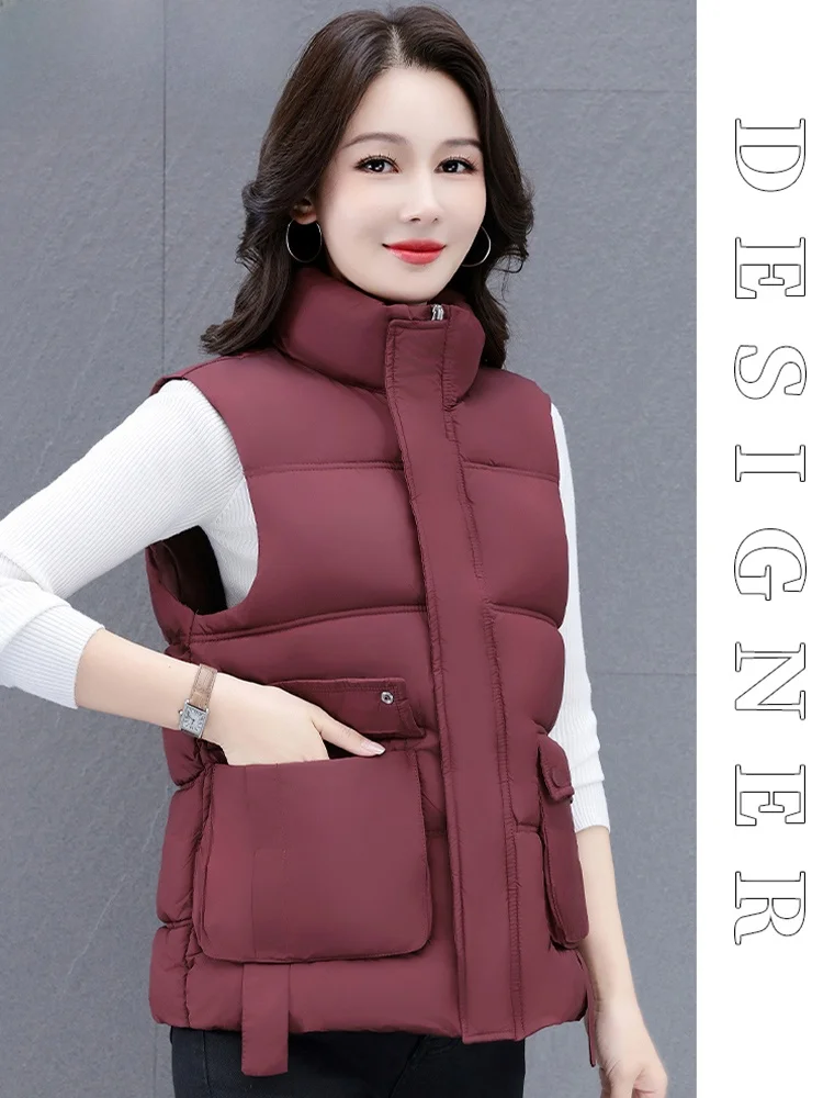 TUCANO Women's down Cotton Vest Faionable Outerwear Autumn Winter Thiened Polyester Zipper Closure  Color