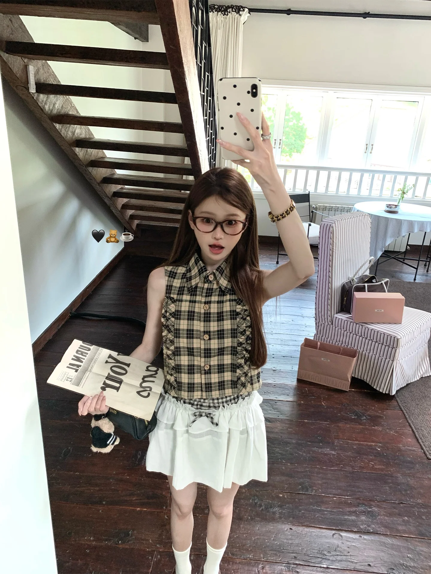 

Костюм-двойка Coolline Miu's Girl Research Institute: модный комплект из жилета в клетку и длинной или короткой юбки для женщин