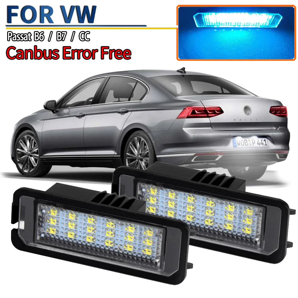 2Pcs Canbus No Error LED Number License Plate Light For VW Passat B6 2005-2010 B7 2010-2014 CC 2008- T-Roc 2017-2020 Car Styling