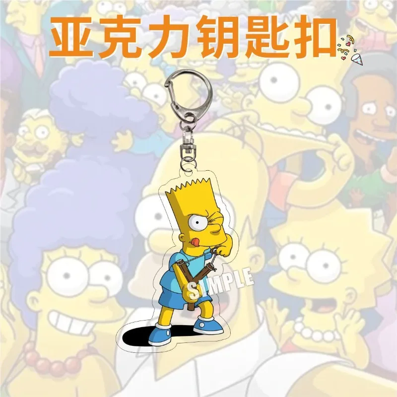 2026 New Wholesale Cute The Simpsons Acrylic Backpack Keychain for Couples and Best Friends Versatile Trendy Accessories Pendant view 6