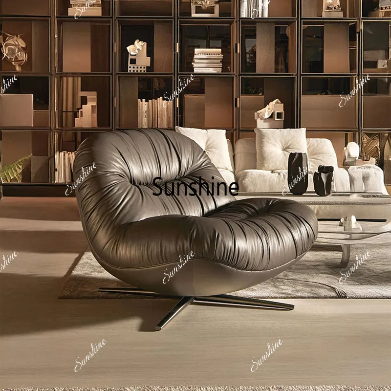 

Italian retro rotating single sofa, living room balcony, high-end single chair
