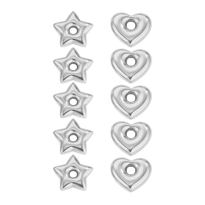 

10pcs Stainless Steel Star Bead Heart Spacer Beads DIY Jewelry Making Bracelets Women Exquisite Necklace Findings Crafts