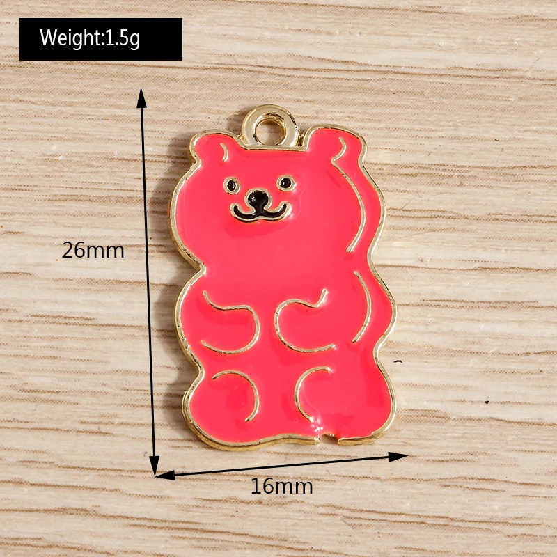 10pcs 16x26mm Cartoon Animal Charms Enamel Bear Charms Pendants for Jewelry Making Necklaces Earrings Bracelets DIY Crafts Gifts