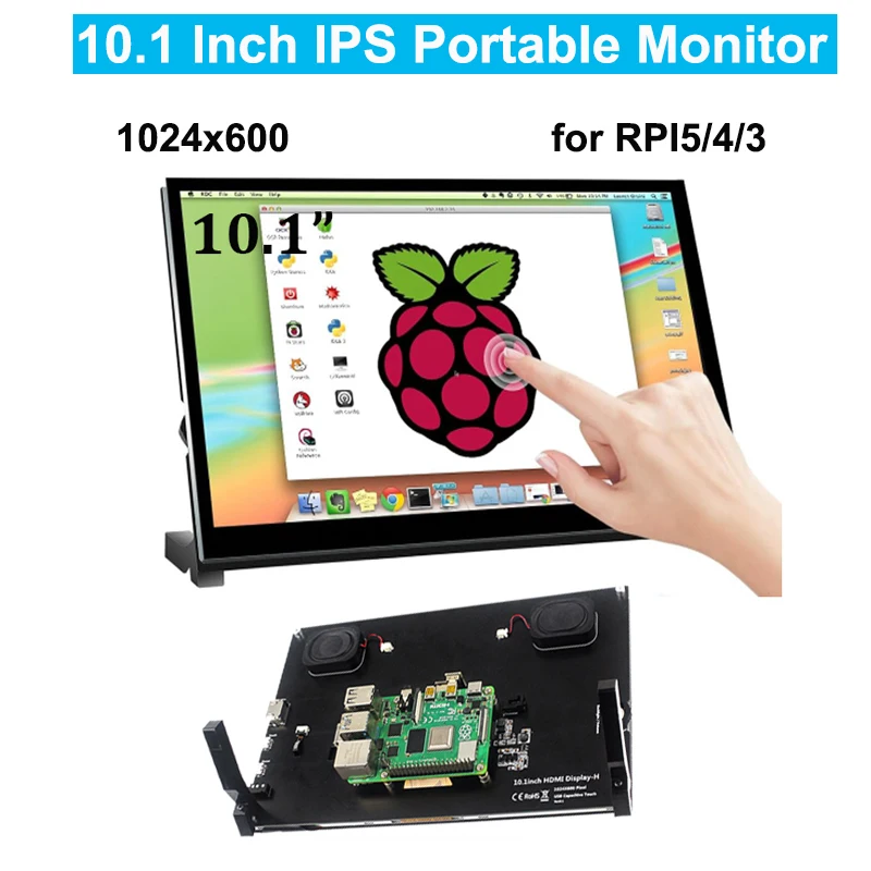 Raspberry Pi 5 10.1 inch IPS LCD Display 1024x600 Touch Screen HDMI-compatible Mini PC Monitor for Raspberry Pi 5 4B Zero W