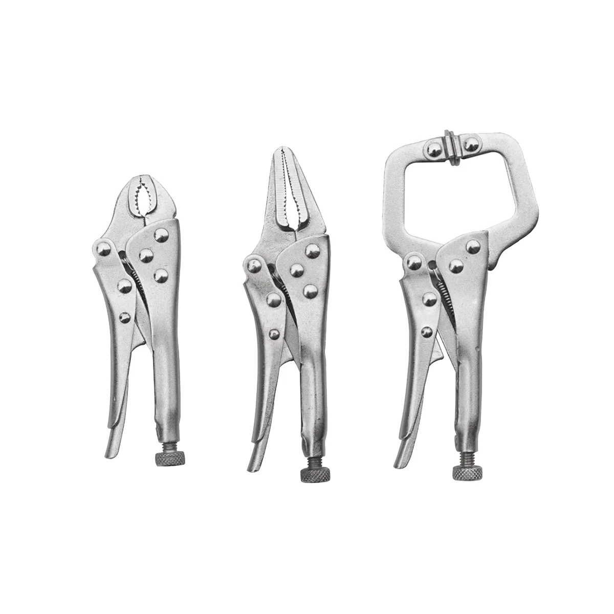 3Pcs Mini Locking Pliers Set 4in Curved Jaw and 5in Long Nose and 5 in Grip Tool Assorted Locking Welding Grip Tool