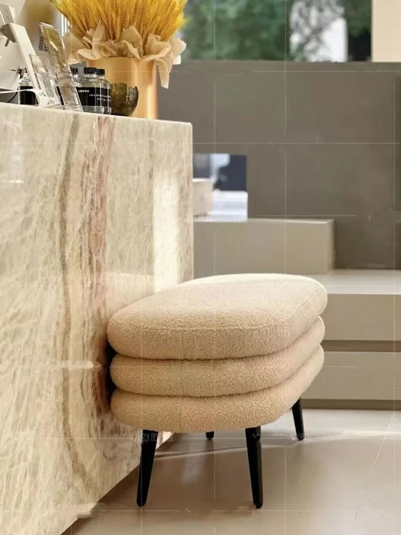 

Lamb wool bench Minimalist shopping mall clothing store universal bedroom bed end dinning chair door shoe changing stool