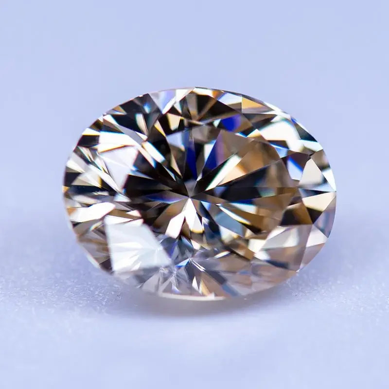 Moissanite batu utama teh warna kuning Oval Cut Lab dibuat batu permata berlian bahan pembuat perhiasan dengan sertifikat GRA