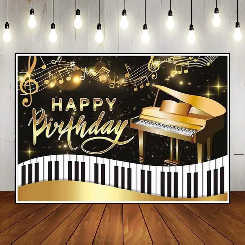 Piano Party Backdrop Musical Notes Theme Pianist Background Photography Birthday Decoration Happy Newborn Props Banner Backdrops