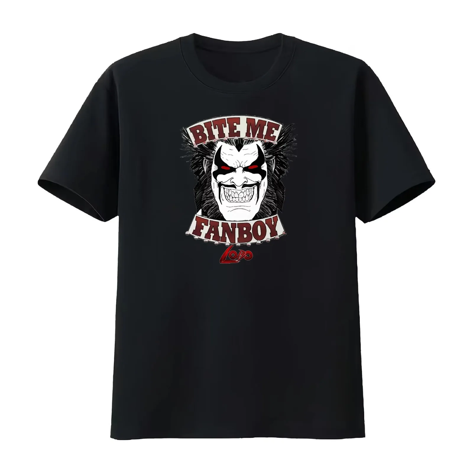 lobo bite me T-Shirt Summer Casual Cotton Tee Oversized Streetwear Tops Vintage Graphic Print Loose Fit Short Sleeve