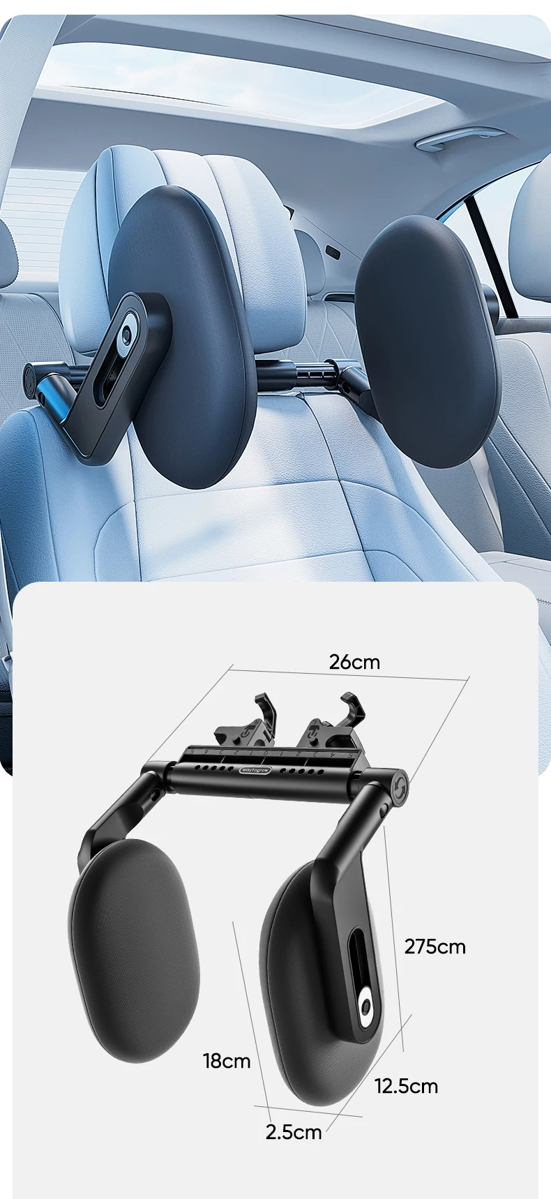 

Car Neck Headrest Pillow Cushion Car Seat Memory Foam Pad Sleep Side Head Telescopic Support on Cervical Spine for Adults Child