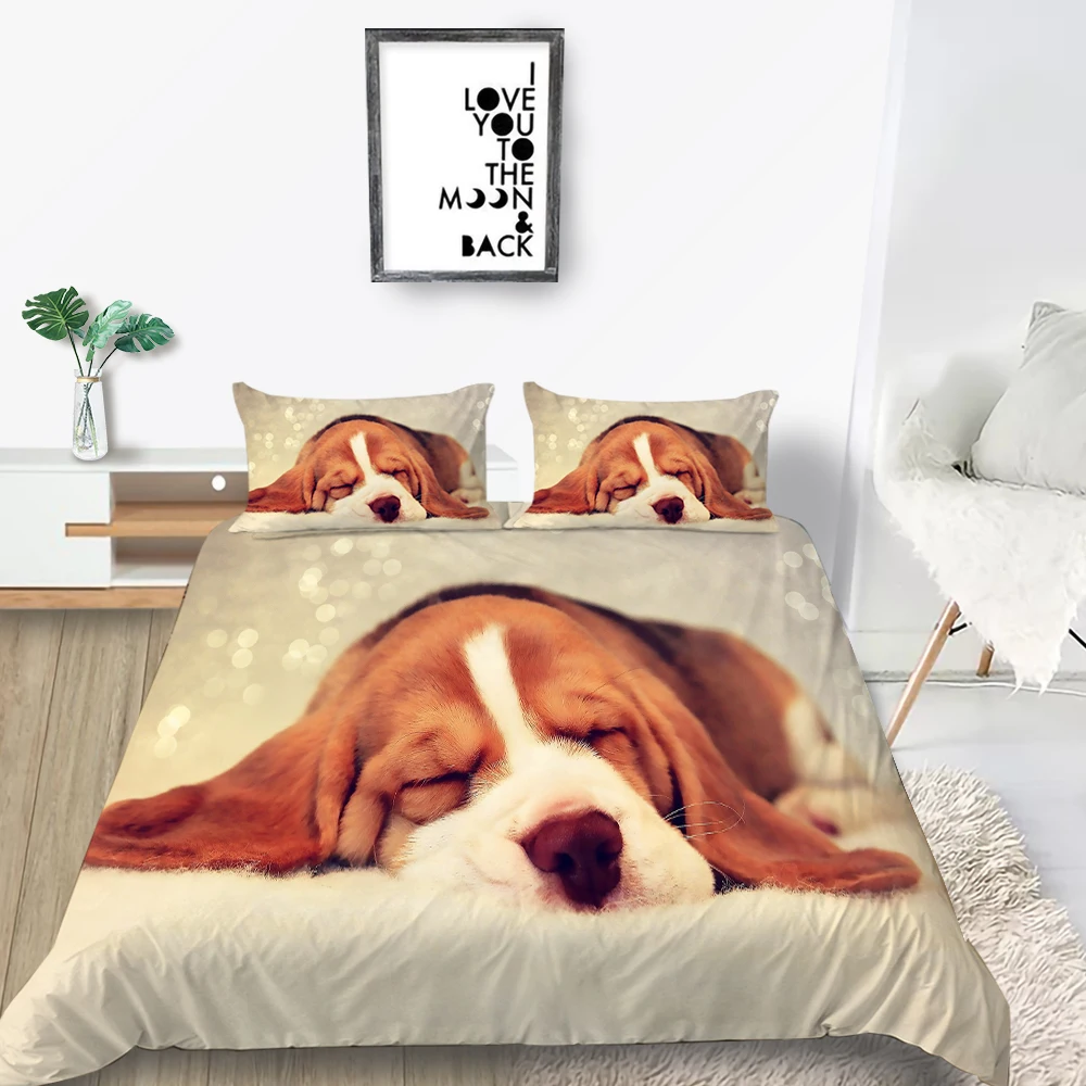 

Animal Dog 3D Print A Dog Sleeping on Its Stomach Duvet Cover Design Lovely Pet Dog for Children Women Men Bedroom Decorations