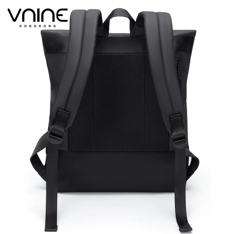 V.nine-メンズ防水オックスフォードバックパック、ラップトップバックパック、マルチコンパートメント、オフィスバックバッグ、ブラックカラー、15.6インチ