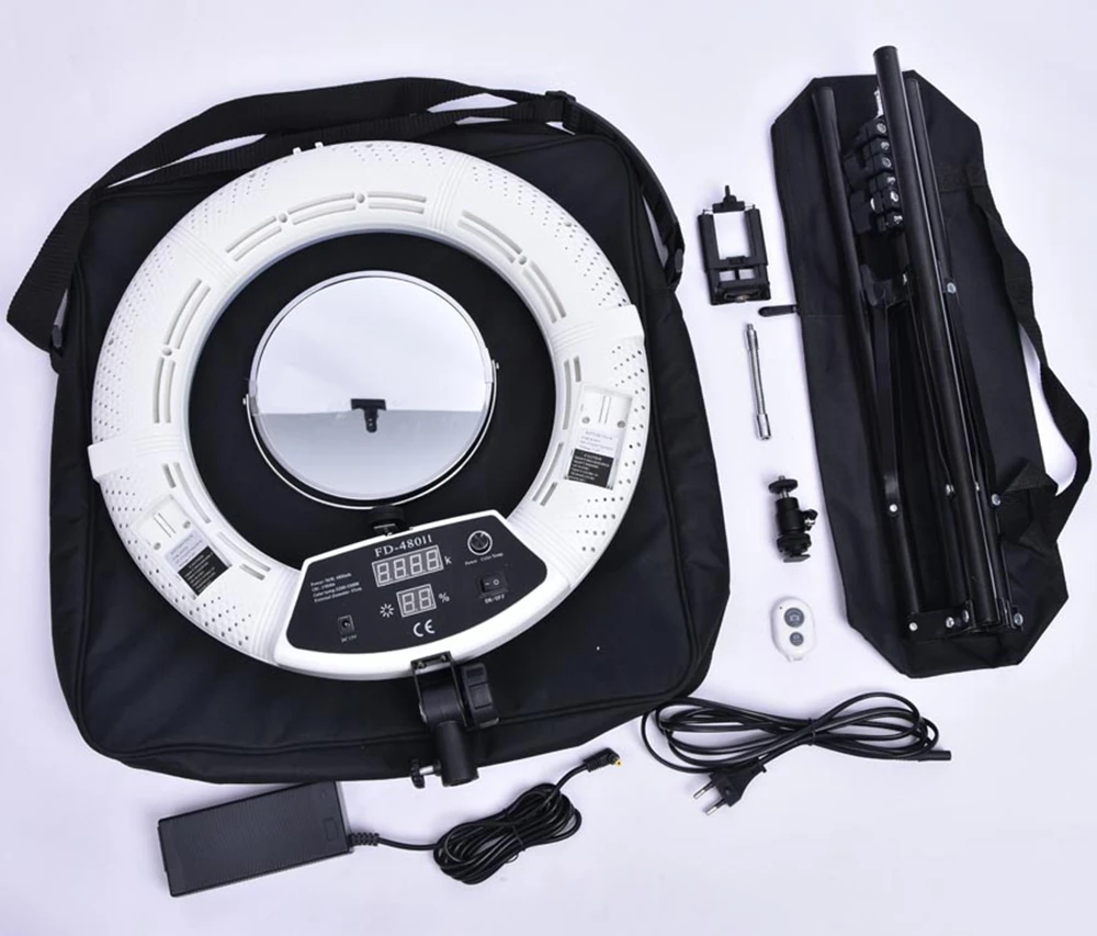 FOSOTO FD-480II Bi-color 96W 3200-5600K rechargeable battery 18 inch ring light lamp with stand