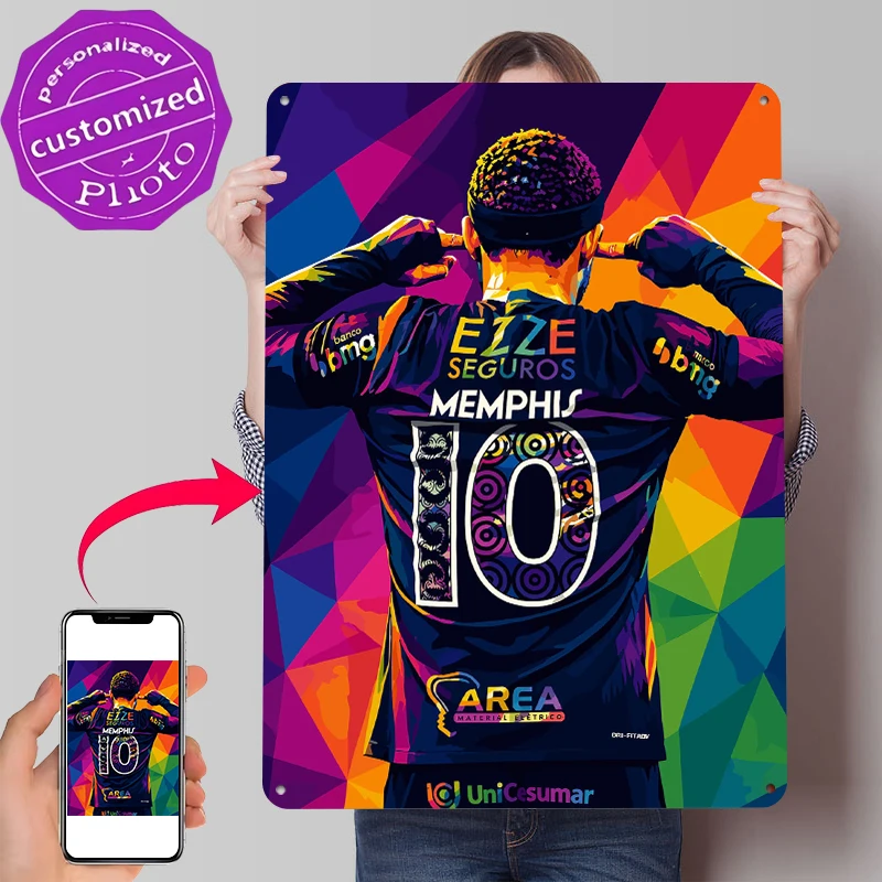 Memphis Depay Pop Art Jersey Tin Poster Customized Wall Art Retro Vintage Metal Signs for Fans Room Setup Decorations Coffee Bar