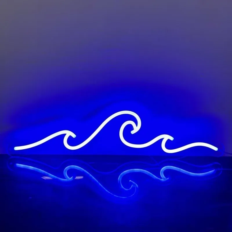 Wave Neon Sign Led Night Light Ocean Neon Lamp Personalized Birthday Gifts Nature Neon Signs Living Room Bedroom Office Decor