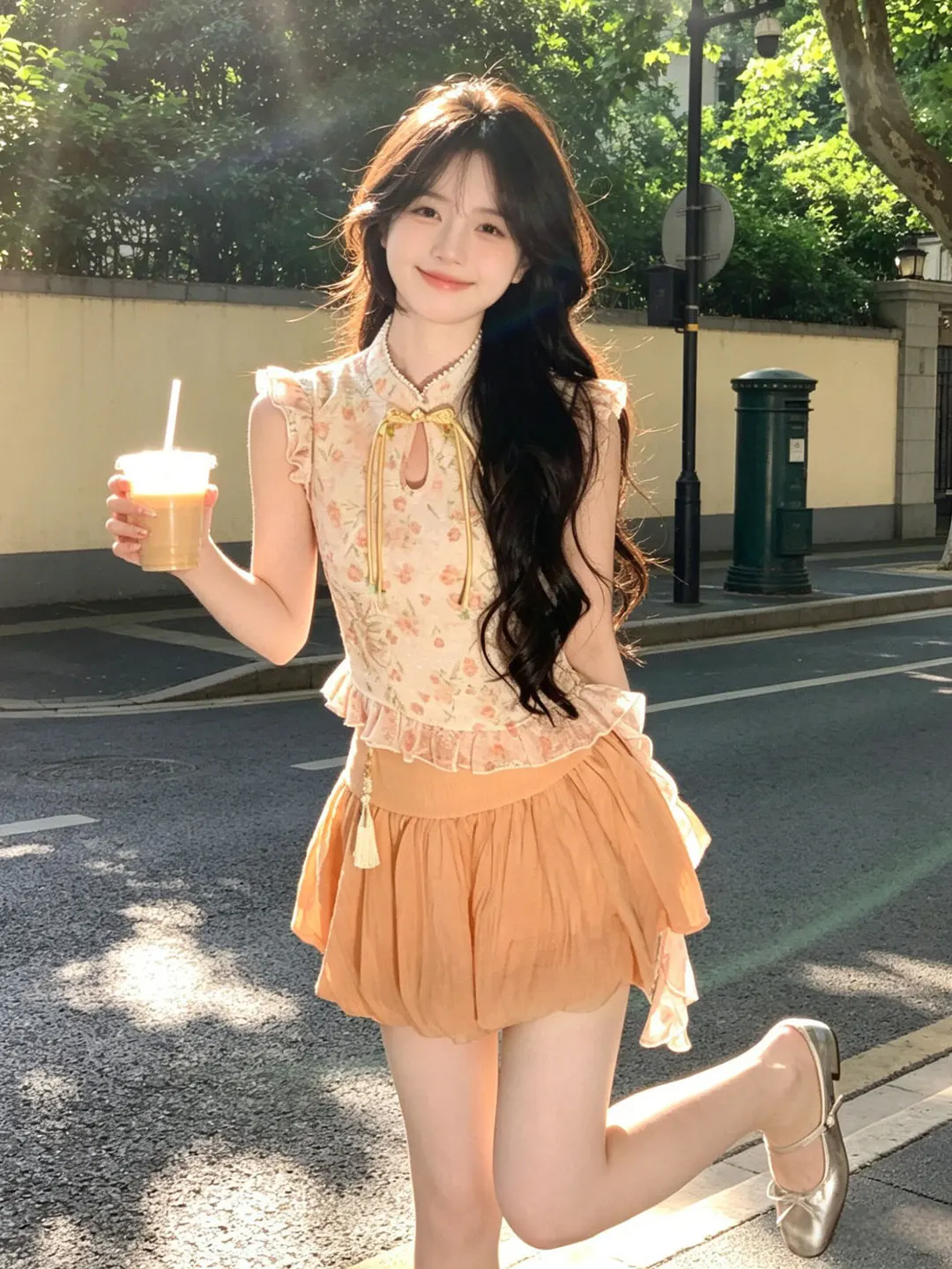 

Floral Print Top And Skirt Set Women's Fashion Summer Outfit Comfortable Breathable Short Sleeve T-Shirt Knot Mid-W...