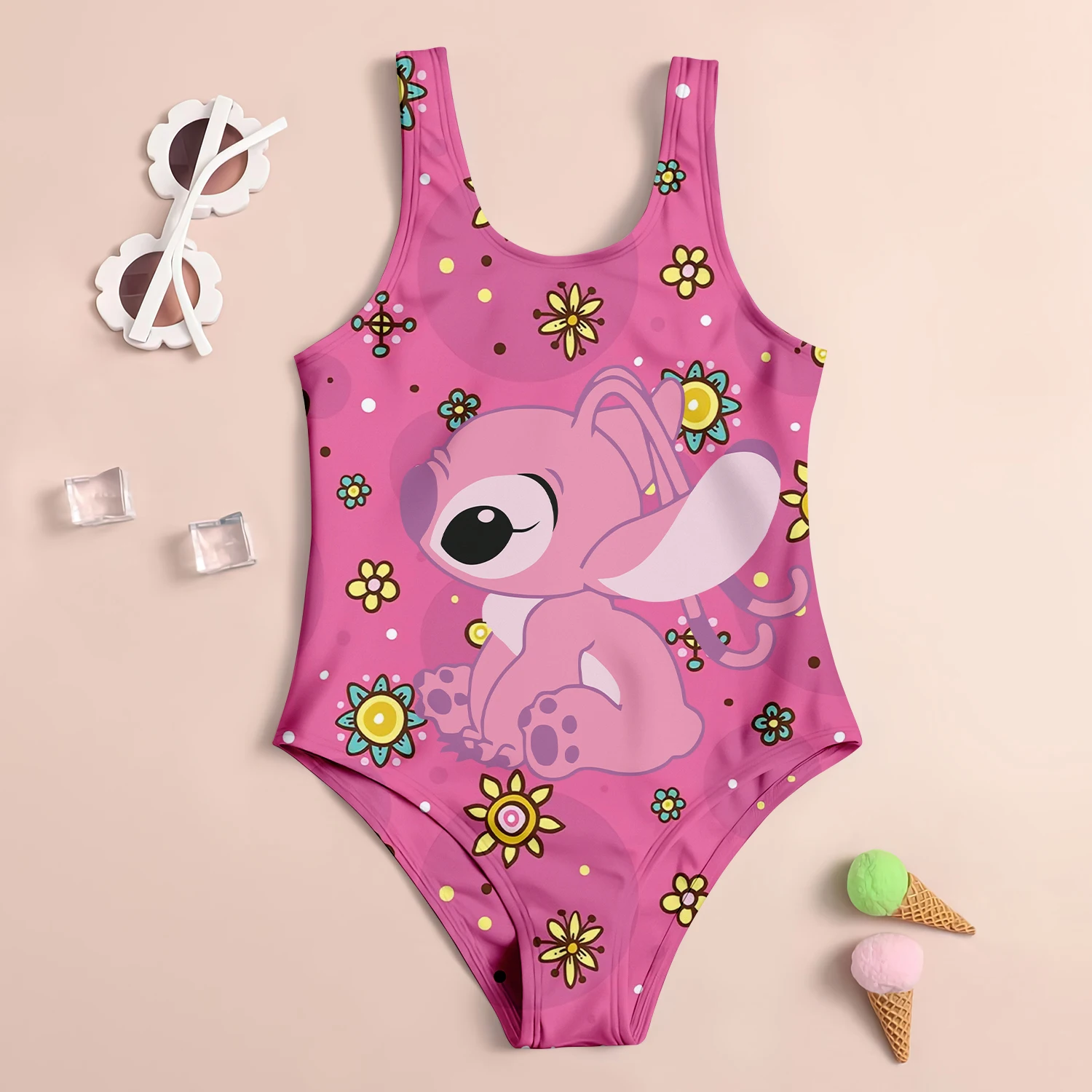 Children\'s Swimsuit Girl Swimwear 2024 Disney Stitch Swimsuit for Kids Sell Like Hot Cakes Beach 4-14 Years Old Baby Swimwears