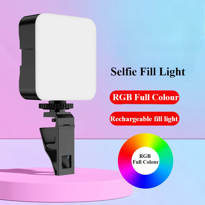 

Portable Mini Selfie Fill Light Rechargeable 3 Modes Adjustable Brightness Clip On For Mobile Phone Make Up Computer Fill Light