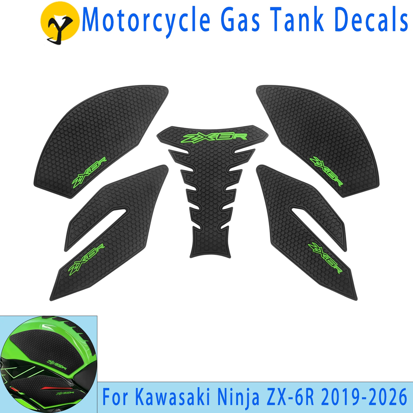 カワサキ-ニンジャ-zx6r-zx-6r-zx-6r-2019-2026年モデル用-バイクステッカー-滑り止め燃料タンクパッド-サイドガスニーグリップ-トラクションパッド