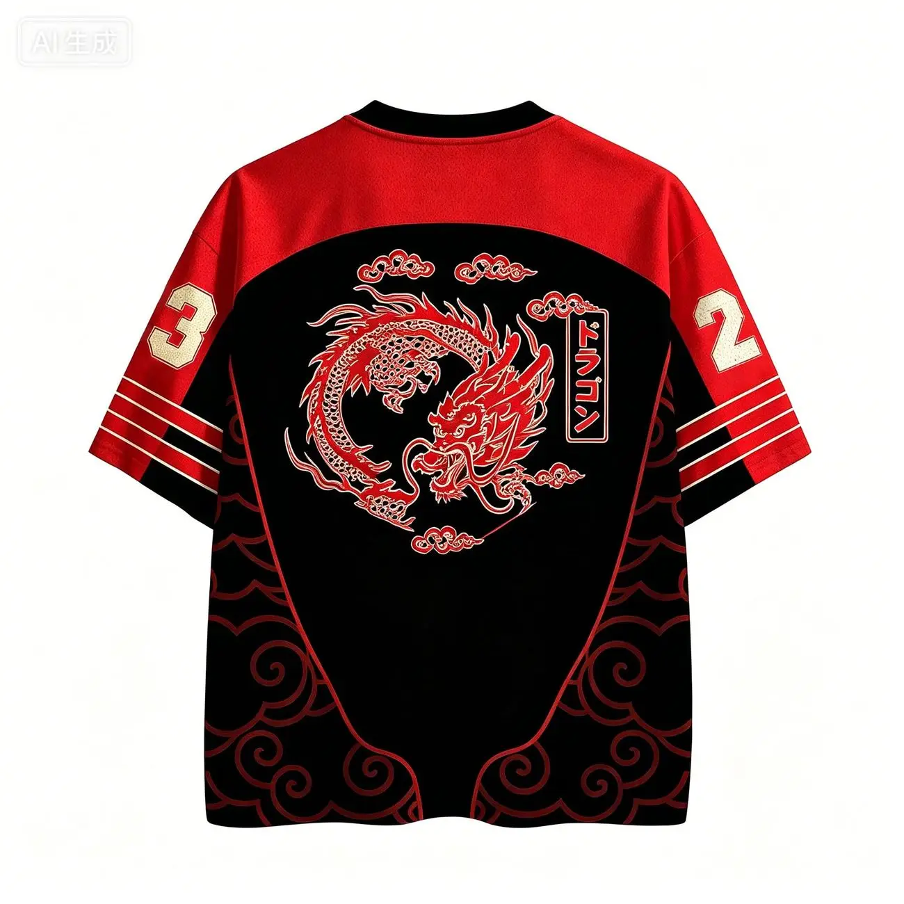 China-Chic dragon V-neck short sleeve jersey 3D digital printing children street trend men and women loose breathable sports T-s