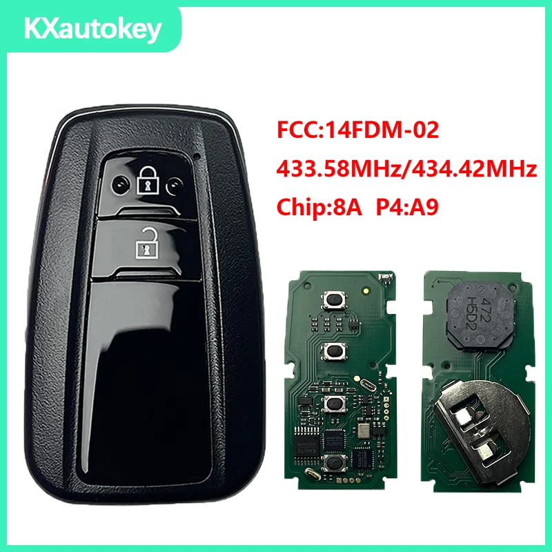 

Ключ в сборе KXK007043 для Toyota C-HR 2018-2022 с чипом FCCID-14FDM-02, 8A P4 A9, 2 кнопки, с чипом защиты от угона