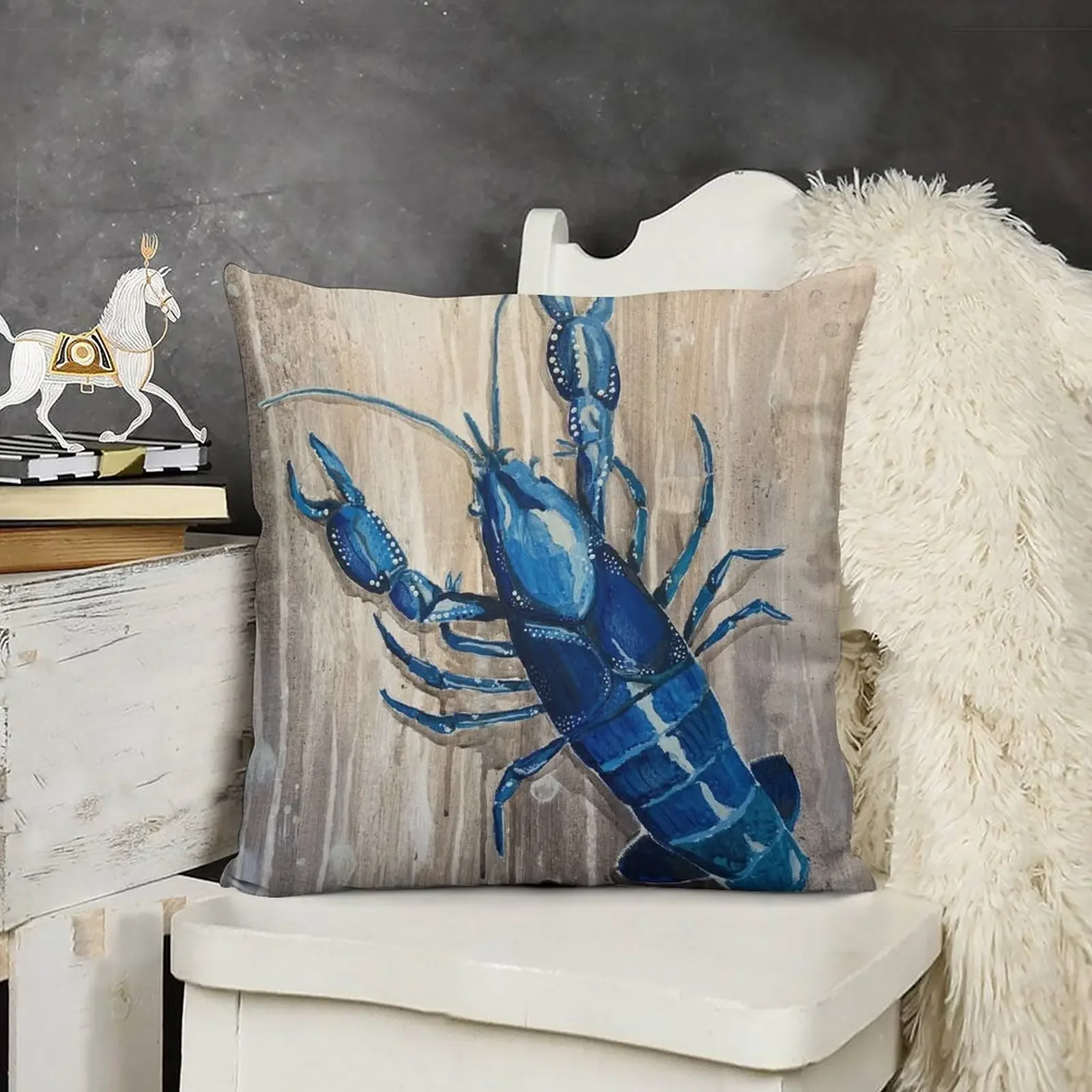 

Blue Lobster Throw Pillow Cusions Cover Ornamental Pillow Christmas Pillow Covers