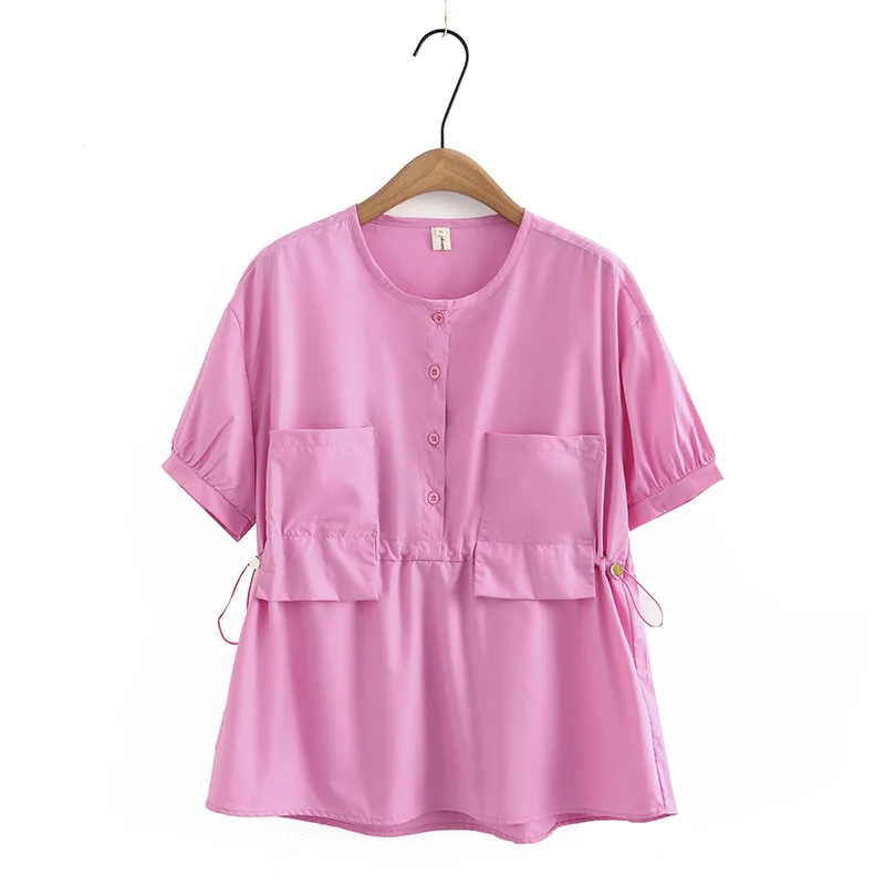 Camiseta rosa de manga corta con cuello redondo para mujer, Tops de talla grande para primavera y verano, 3XL, 4XL, 5XL, 6XL, novedad de 2023