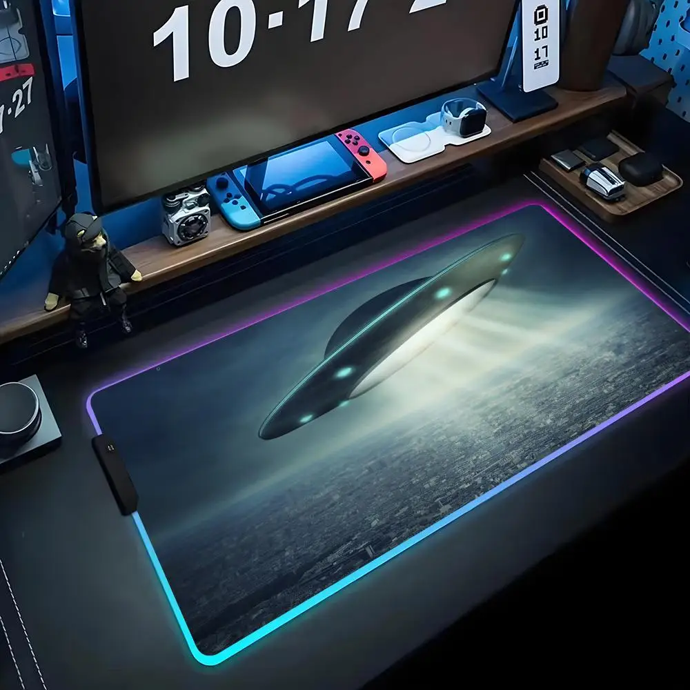 

UFO Mouse Pad RGB Gaming Mousepad Big LED Pad PC Desk Mat Luminous Mouse Pad Large Keyboard Mats Table Rug With Backlit