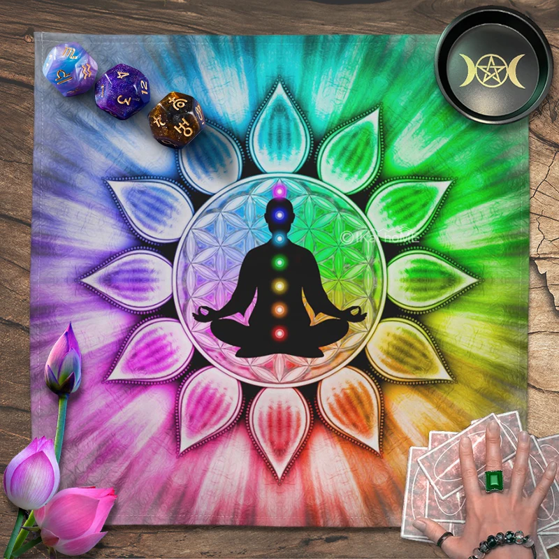 Seven Chakra Mandala Yoga Meditation Tapestry Hanging Tarot Tablecloth Altar Cloth Astrology Witchcraft Reading Oracle Card Mat