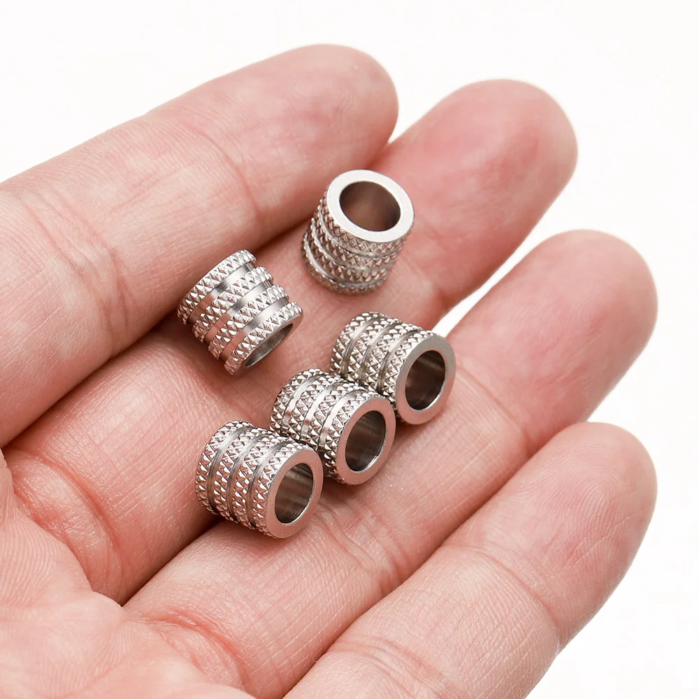 20pcs Lot Hole 5 6 MM Stainless Steel Large Hole Spacer Paracord Beads Charms for Bracelet DIY Jewelry Making Supplies Sead