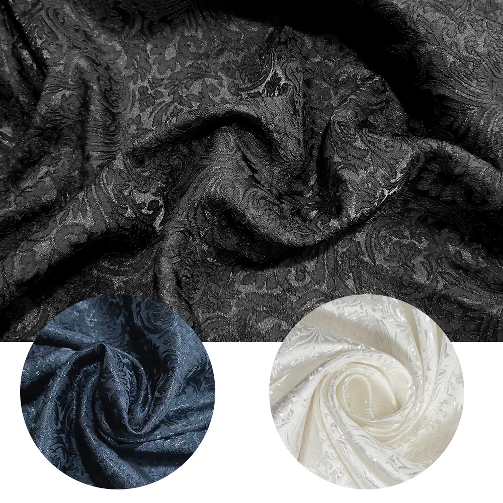 3D Jacquard DIY Sewing Fabric, with a Soft, Brocade-Like Texture and Garment Pleats, Suitable for Dresses or Gowns.