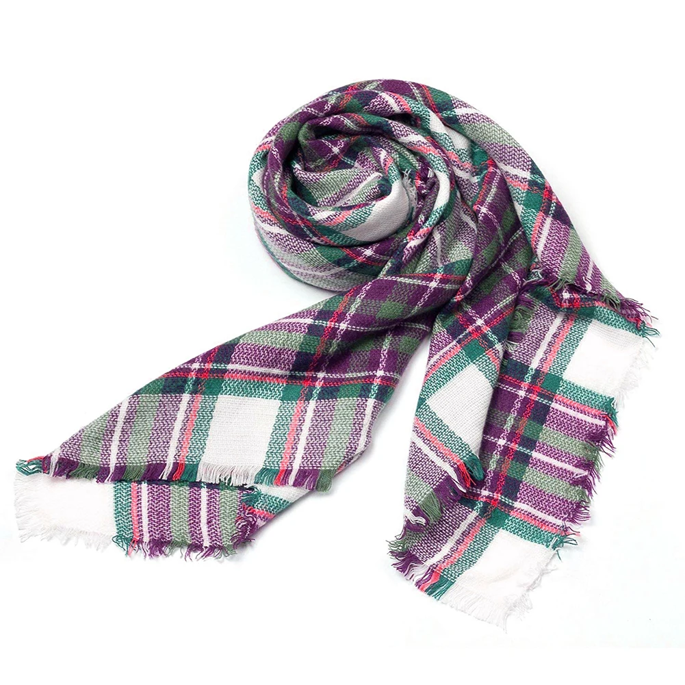 Egoics Scarves, Mens Winter Warm Long Soft Scarf Plaid Tassel Scarf for Men Soft Classic Scarves