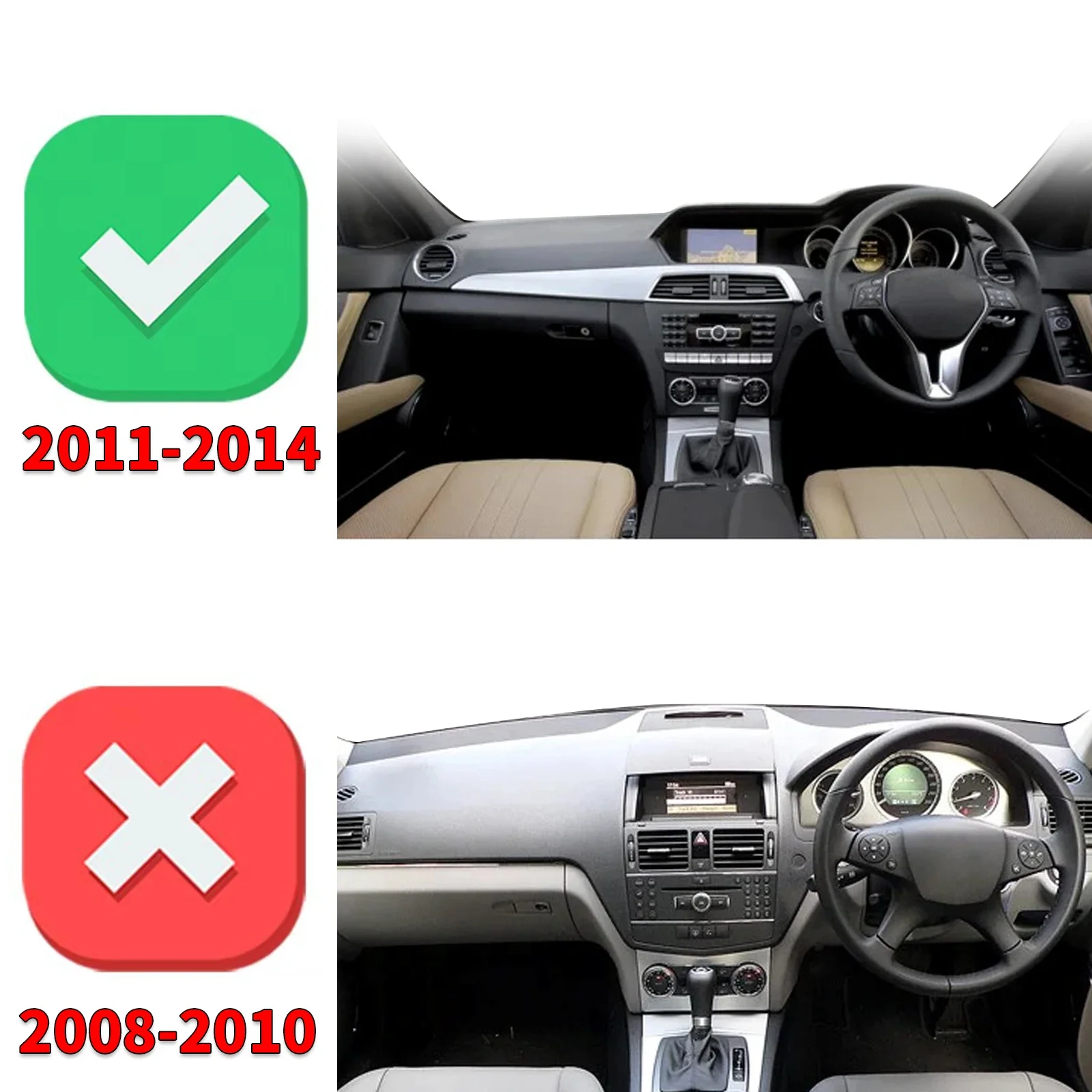 for Benz C-Class C Class W204 2011-2014 ​​Custom fit Dashboard Cover Sun Shade Dash Mat Anti‑Glare Carpet Dash Pad Dashmat