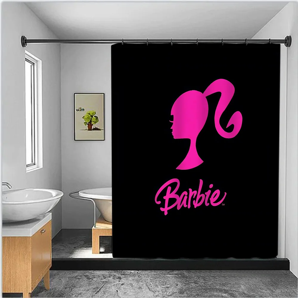 Hot Cartoon B-Barbie Shower Curtain Waterproof Polyester Fabric Paint Colorful Bath Curtains Home Bathroom Curtain With Hook