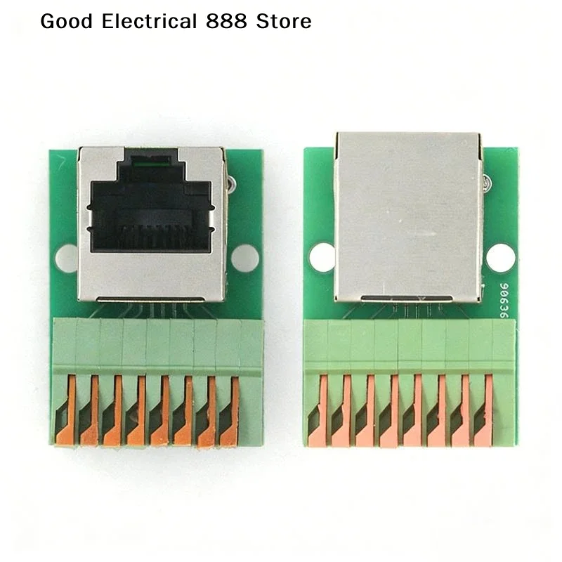 1Pcs Data Adapter Board Female Socket Guide Rail Installation Terminals Connector RJ45 Network Port Terminal Block Welding Free