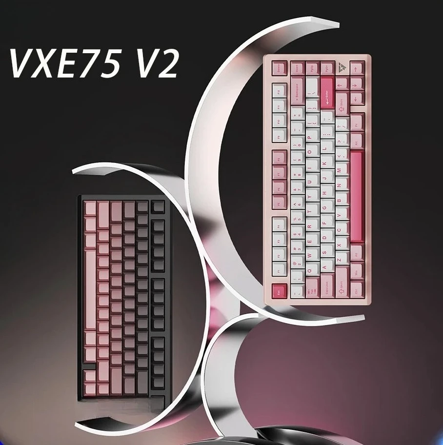 

Механическая клавиатура Vgn Vxe75 V2, алюминиевый ультрасплав с ЧПУ, горячая замена, RGB, индивидуальная прокладка, беспроводная игровая клавиатура
