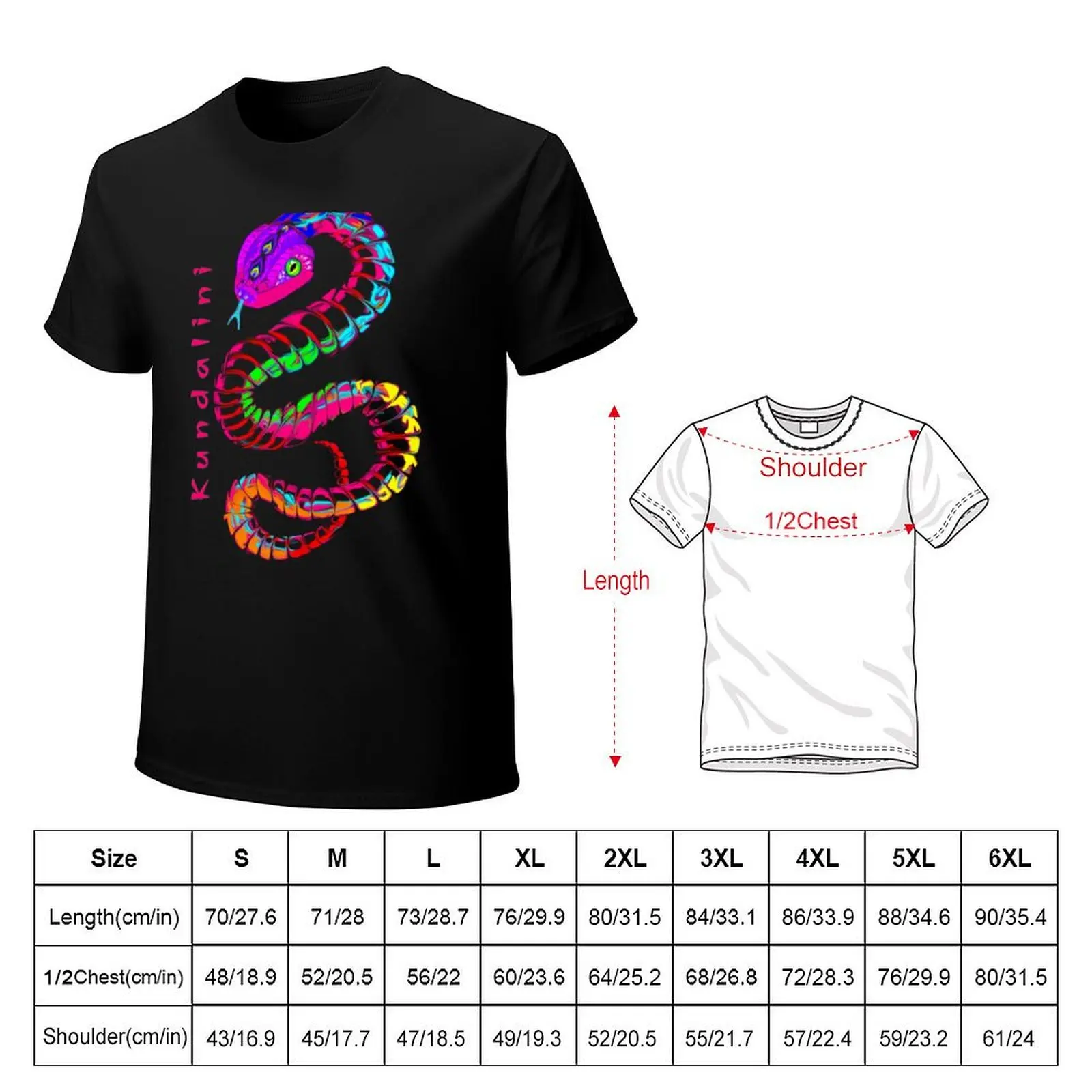 Snake kundalini Colour Abstract T-Shirt Plus Size Summer Casual T-Shirt