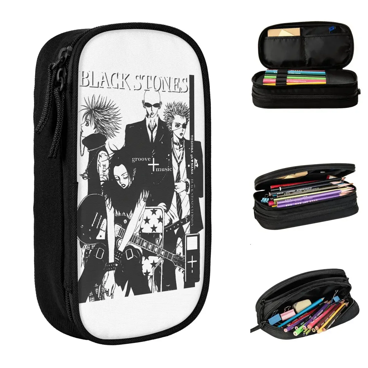 

Black Stones NANA Osaki Pencil Cases Cute Pen Holder Bag Student Large Storage School Supplies Gift Pencil Pouch