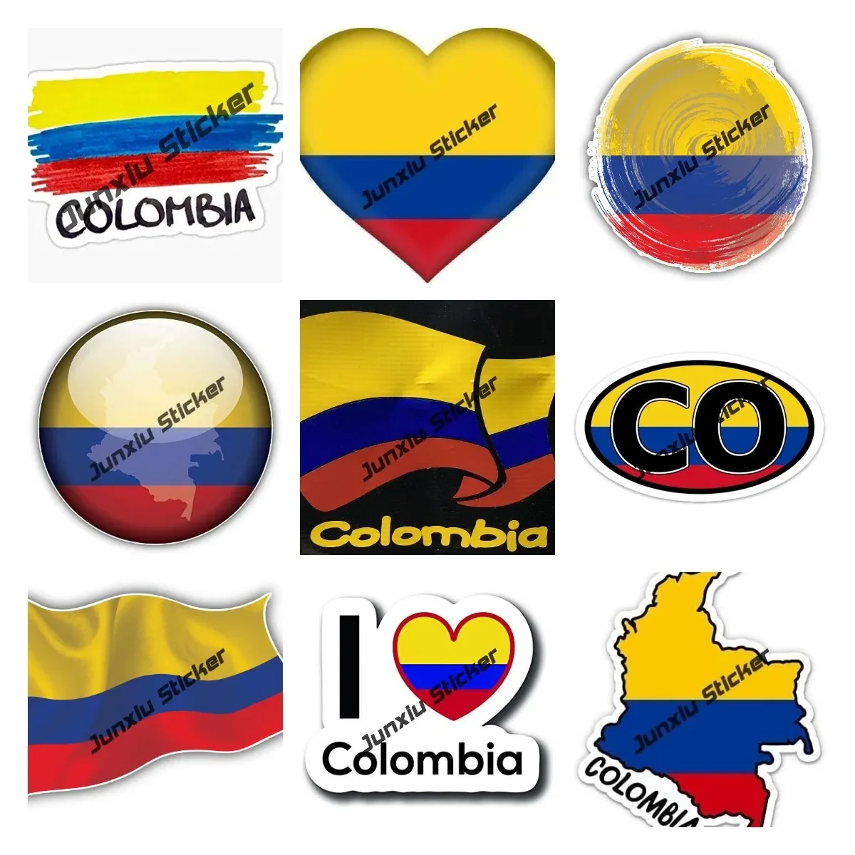 Colombia Flag Decal Sticker Vinyl Colombian HEART SHAPE Map Skull Decal Car Accessories Glossy for Car Boat Laptop Phone Decal